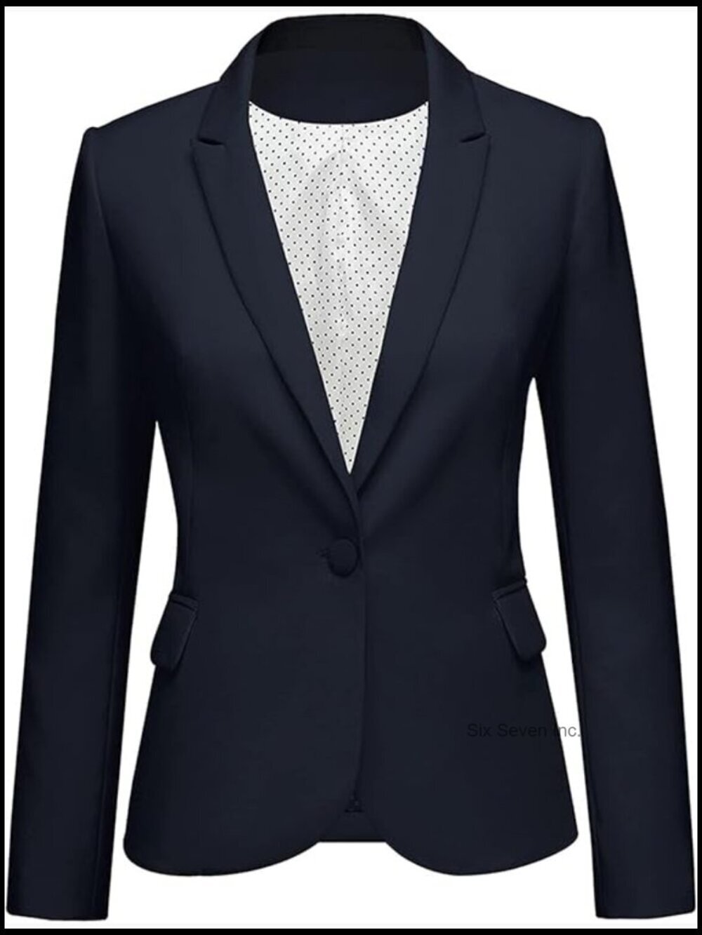 Notched Lapel Pockets Button Work Office Blazer Jacket